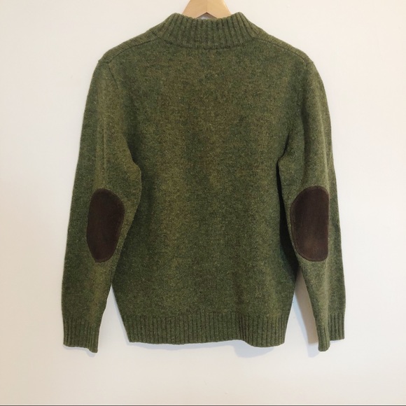 L.L. Bean 100% Shetland Wool Green Zip-Up Sweater - Picture 2 of 5